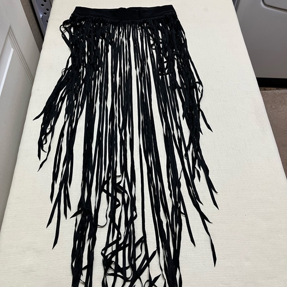 iHeartRaves M black faux leather fringe belt main image 6